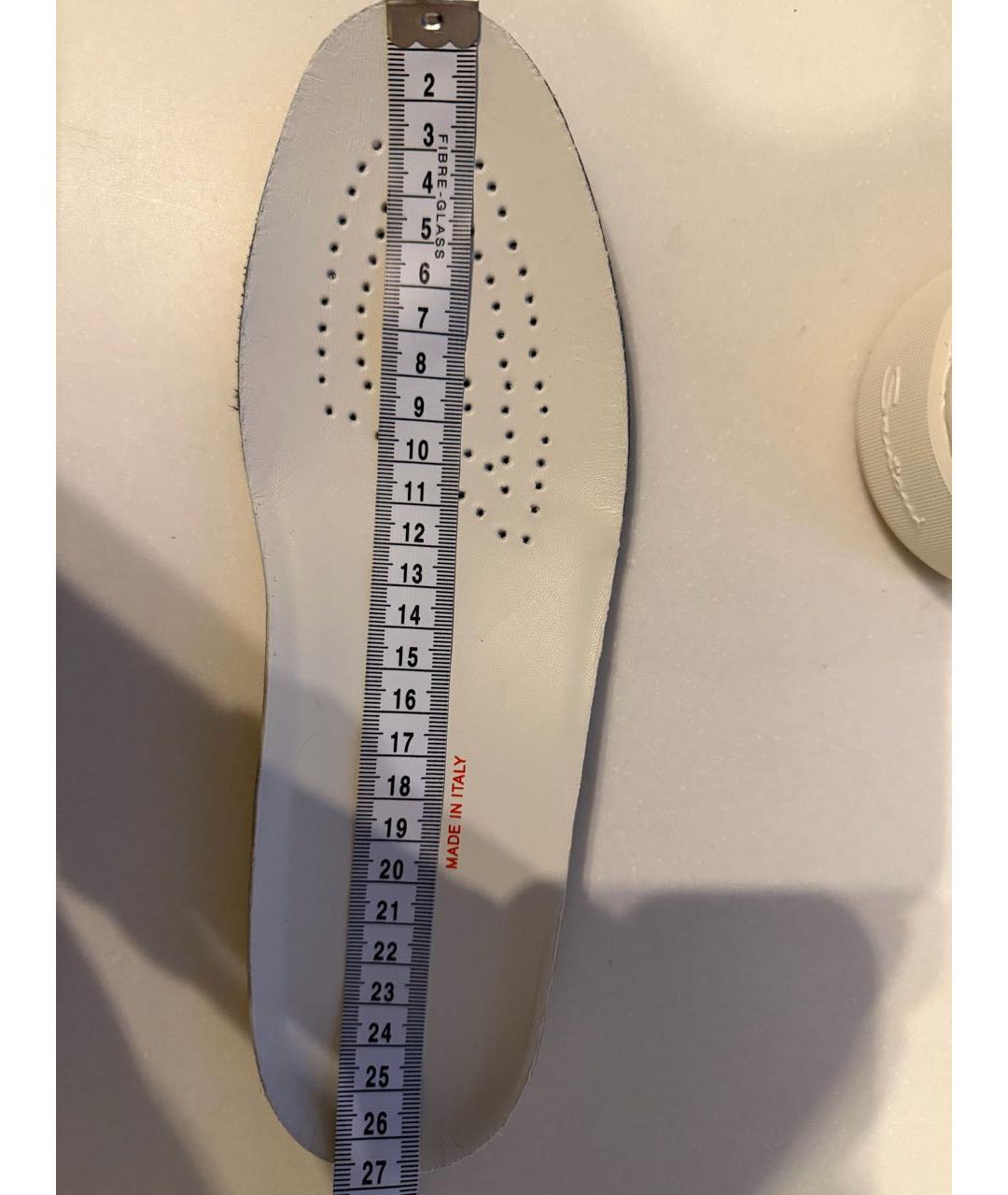 SANTONI Белые кожаные низкие кроссовки / кеды, фото 5