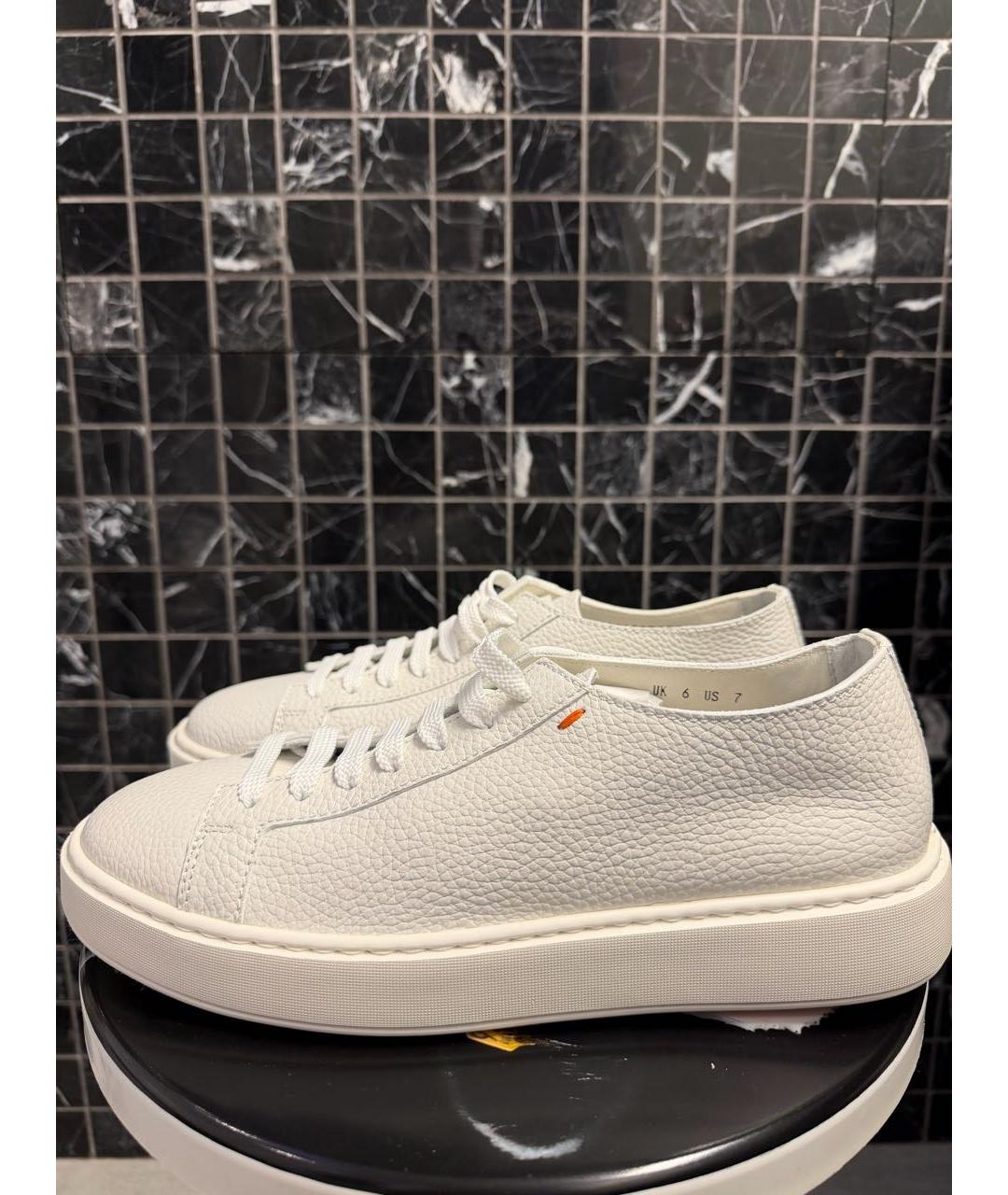 SANTONI Белые кожаные низкие кроссовки / кеды, фото 9