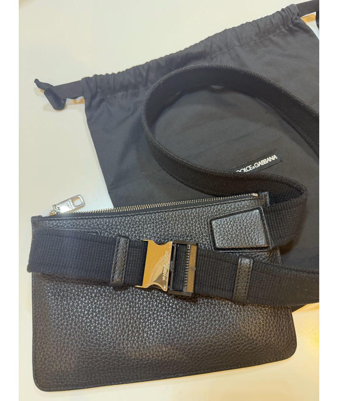 DOLCE&GABBANA Черная кожаная сумка на плечо, фото 3