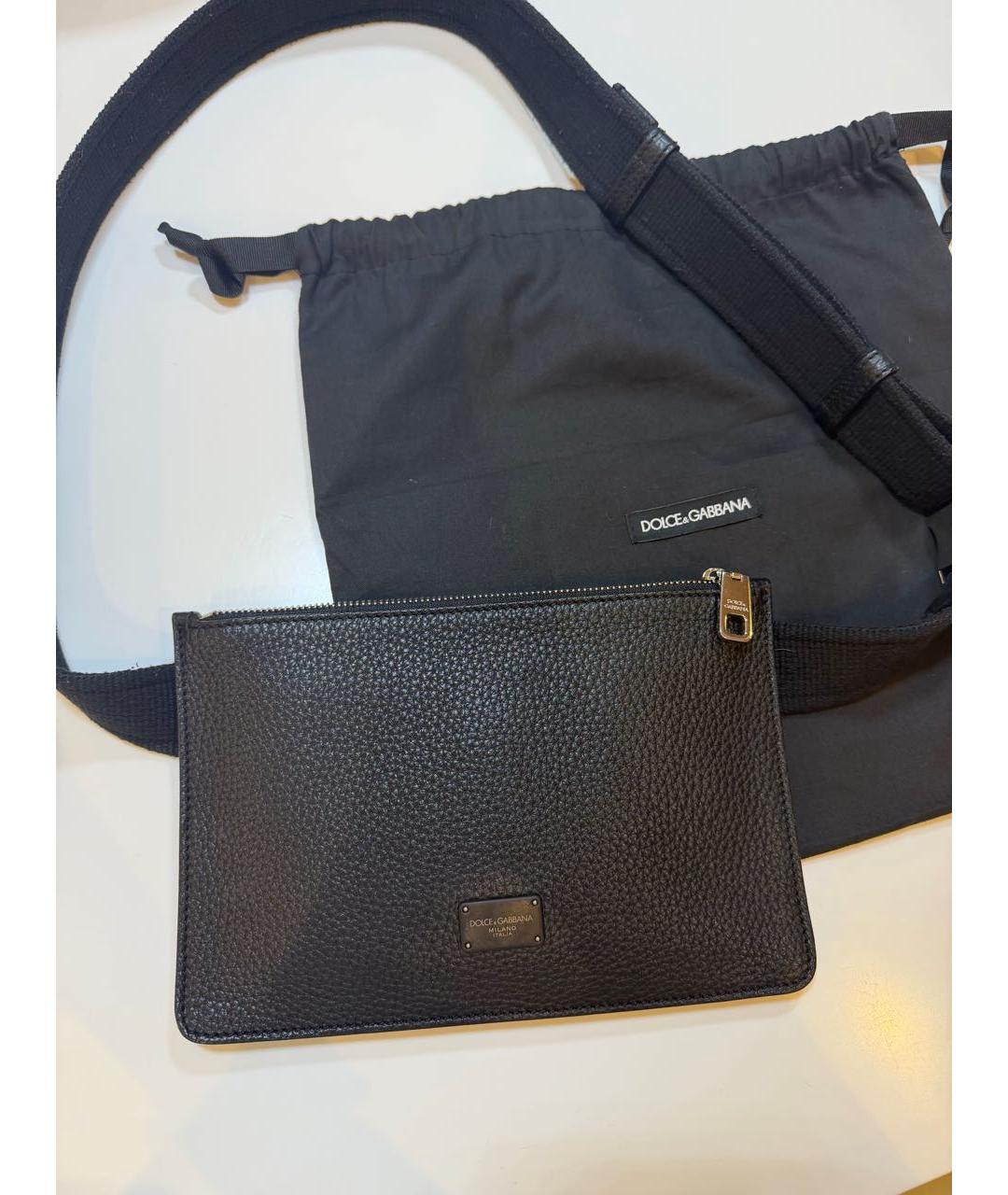 DOLCE&GABBANA Черная кожаная сумка на плечо, фото 2