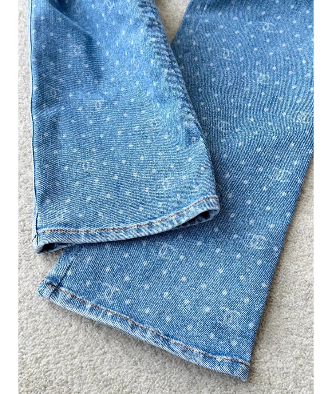 CHANEL Голубые хлопко-эластановые прямые джинсы, фото 4