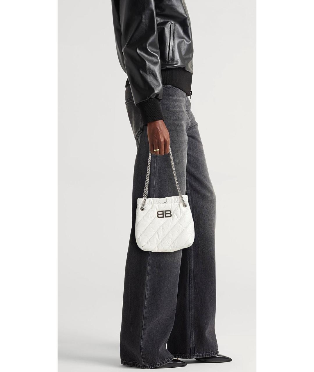 BALENCIAGA Белая кожаная сумка через плечо, фото 3