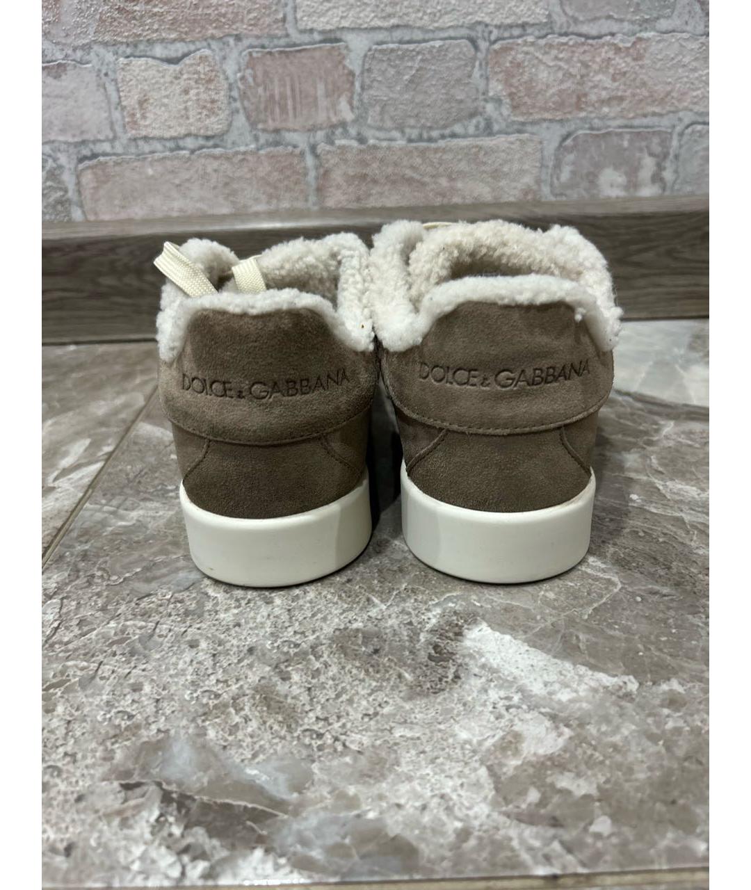 DOLCE&GABBANA Бежевые замшевые кеды, фото 4