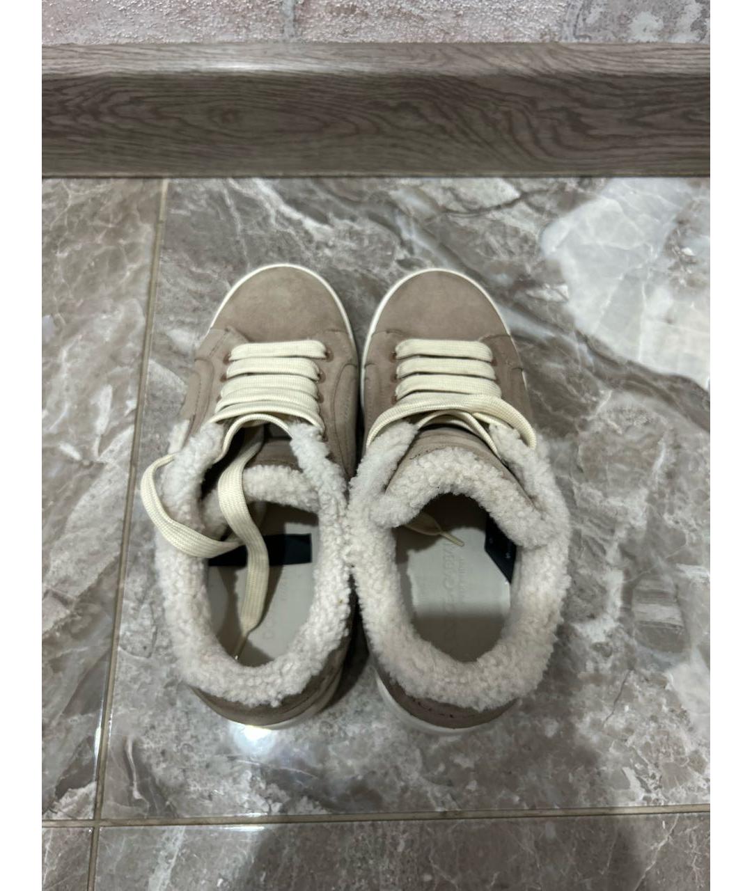 DOLCE&GABBANA Бежевые замшевые кеды, фото 3