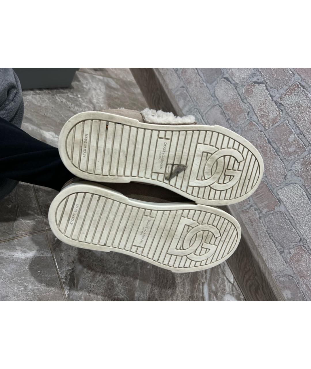 DOLCE&GABBANA Бежевые замшевые кеды, фото 5