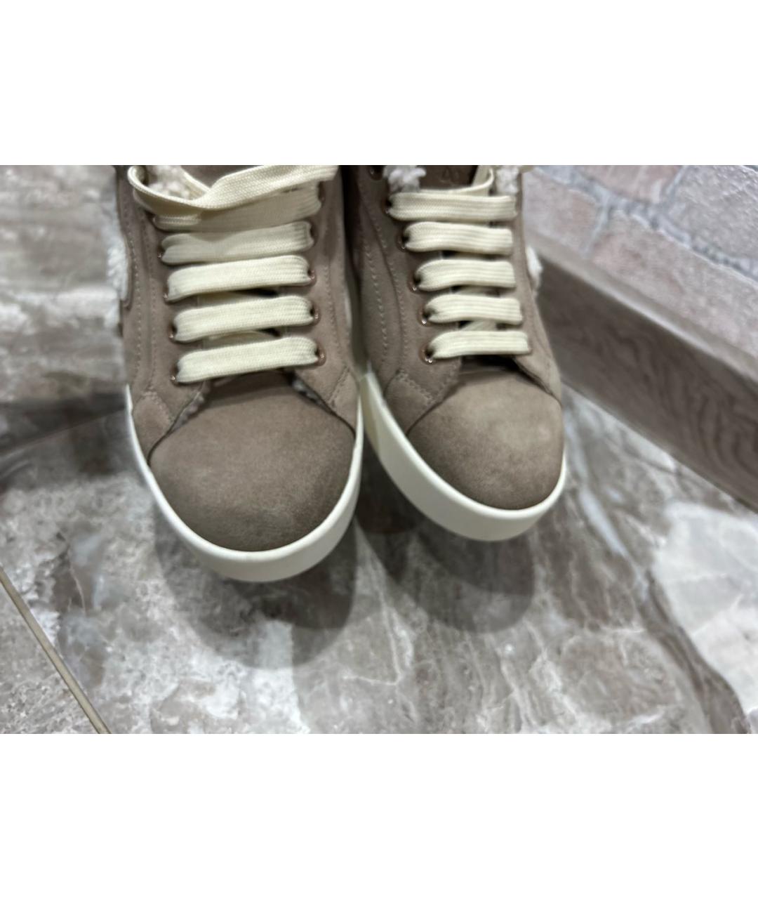 DOLCE&GABBANA Бежевые замшевые кеды, фото 6