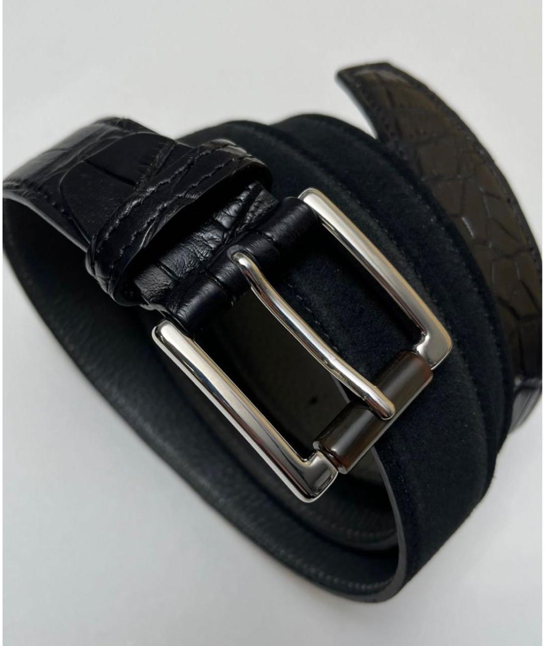 KITON Черный ремень из экзотической кожи, фото 3