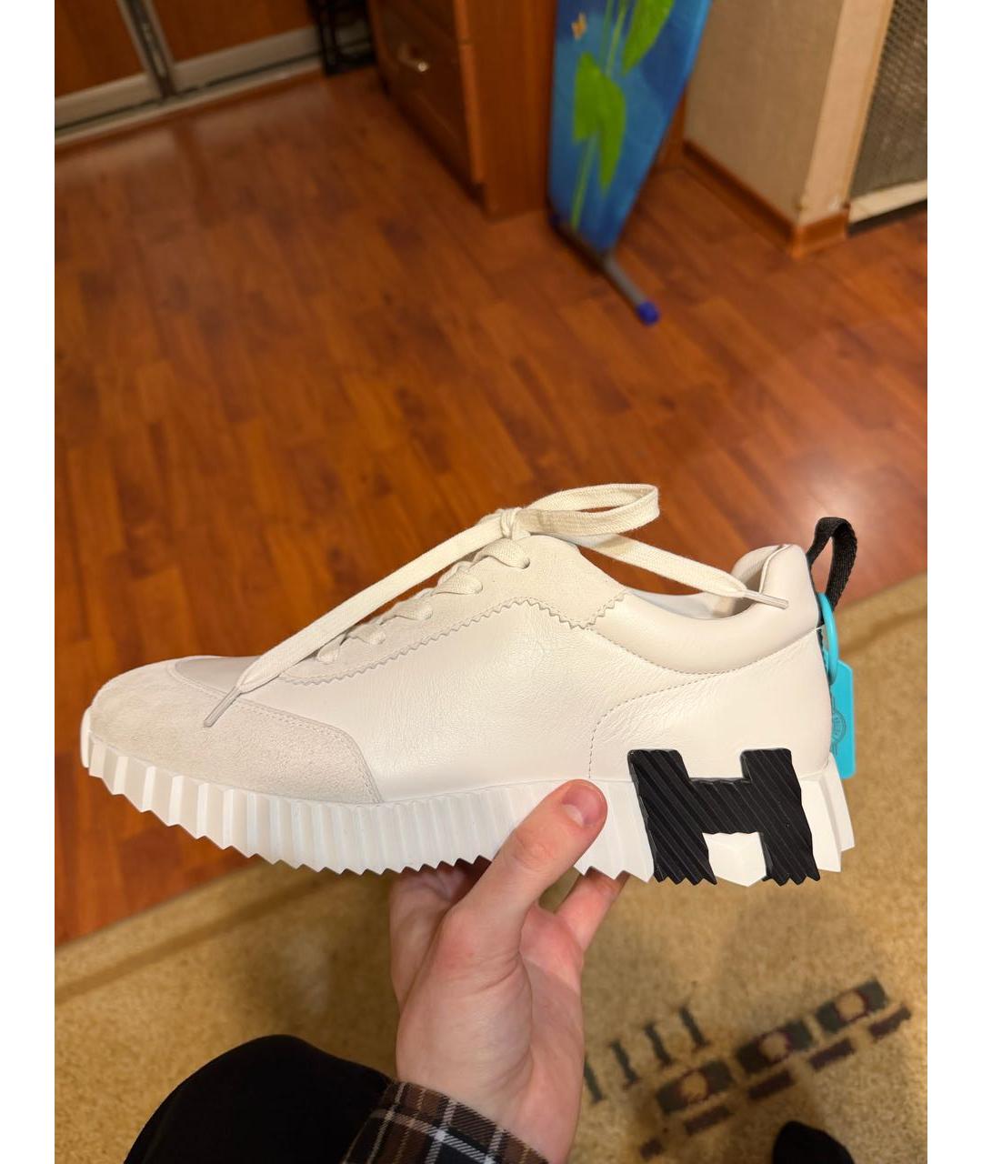 HERMES Белые кожаные низкие кроссовки / кеды, фото 6