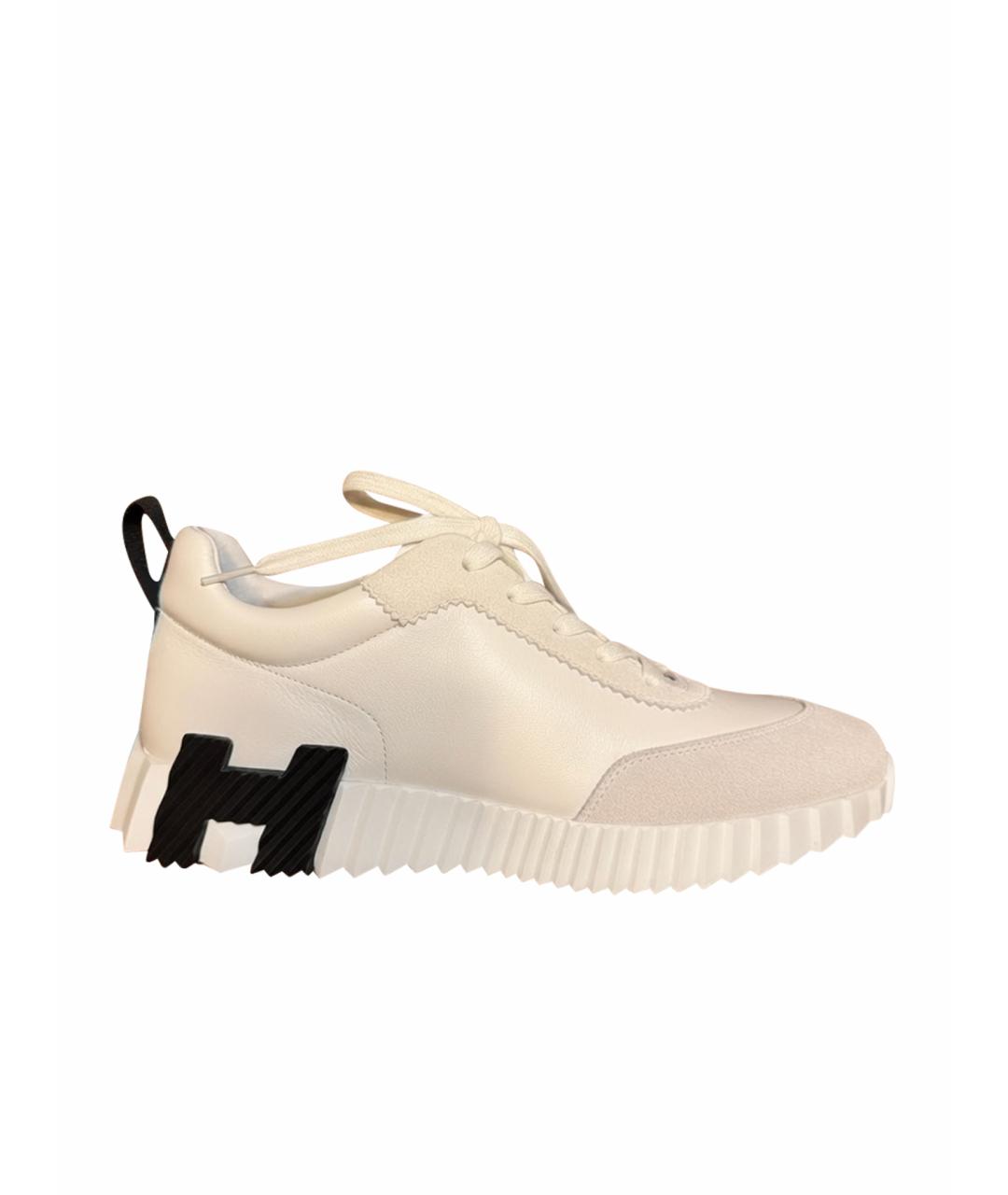 HERMES Белые кожаные низкие кроссовки / кеды, фото 1