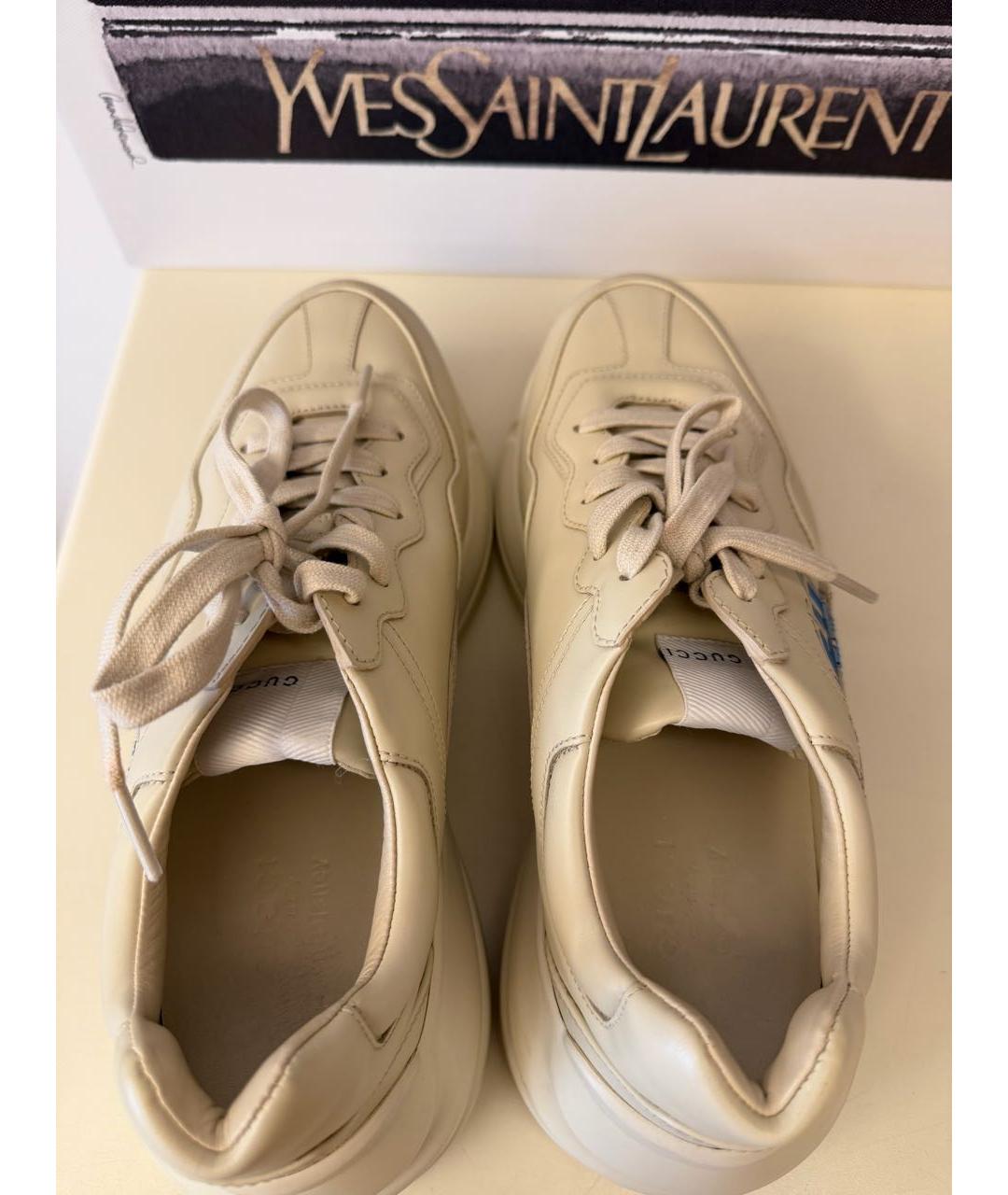 GUCCI Бежевые кожаные кроссовки, фото 2