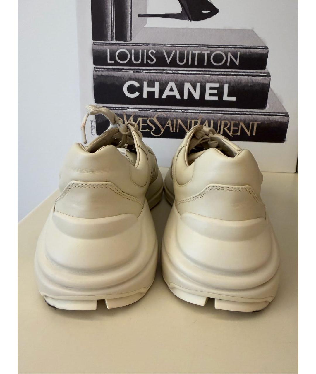 GUCCI Бежевые кожаные кроссовки, фото 3