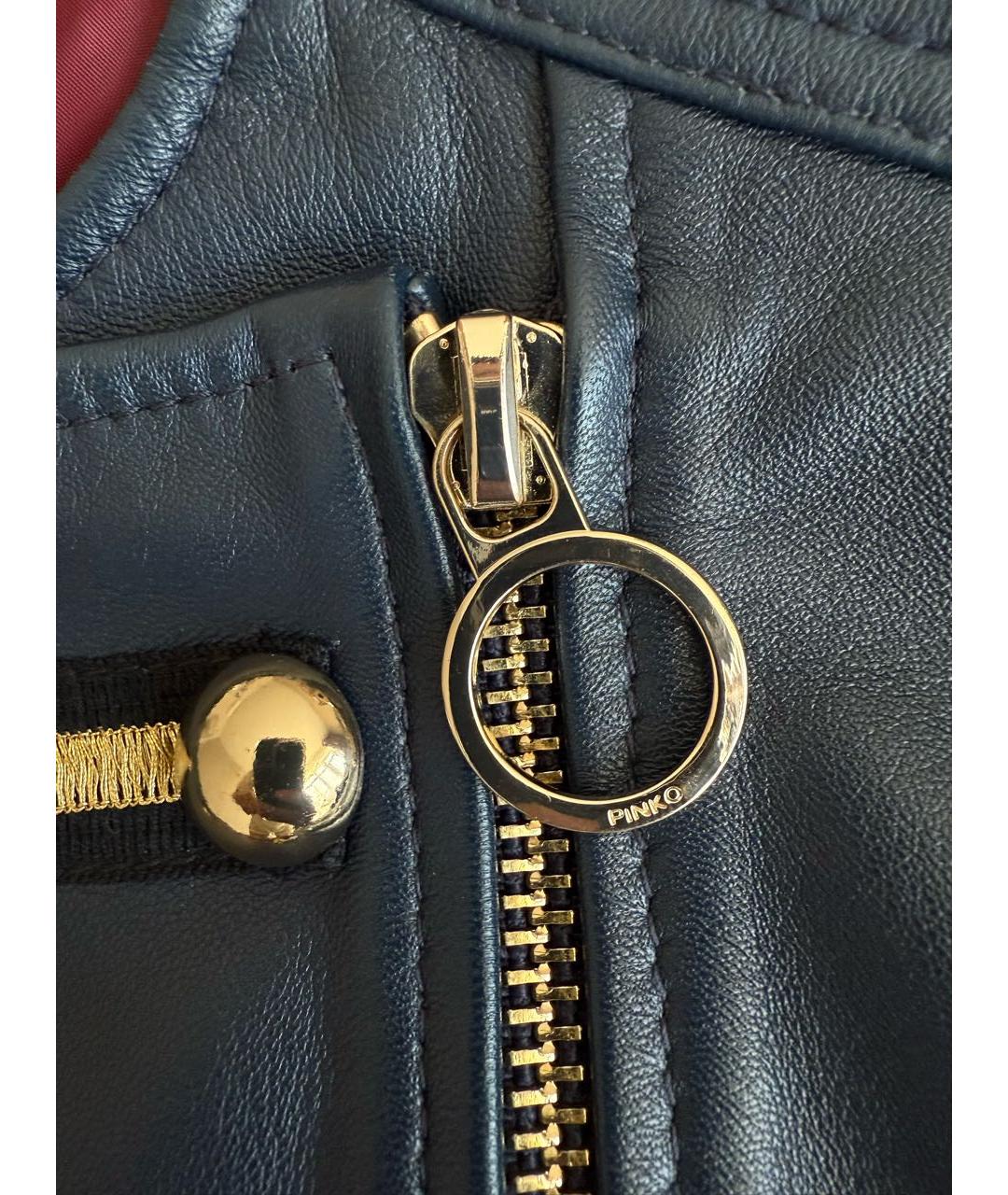 PINKO Темно-синяя кожаная куртка, фото 3