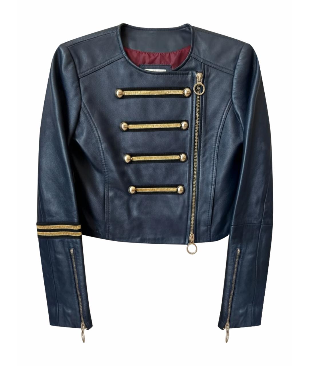 PINKO Темно-синяя кожаная куртка, фото 1
