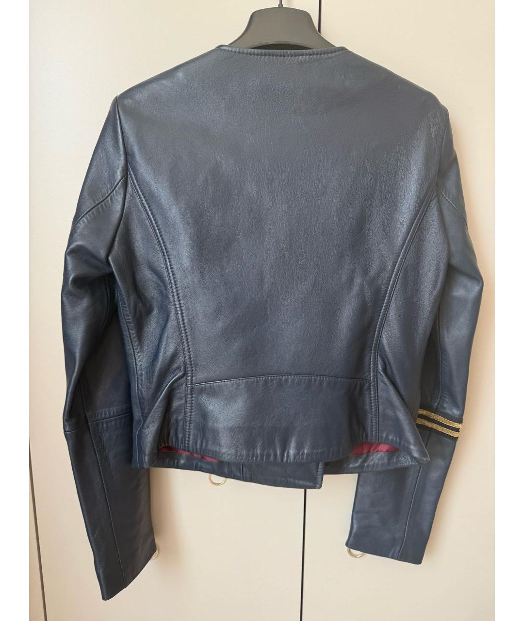 PINKO Темно-синяя кожаная куртка, фото 2