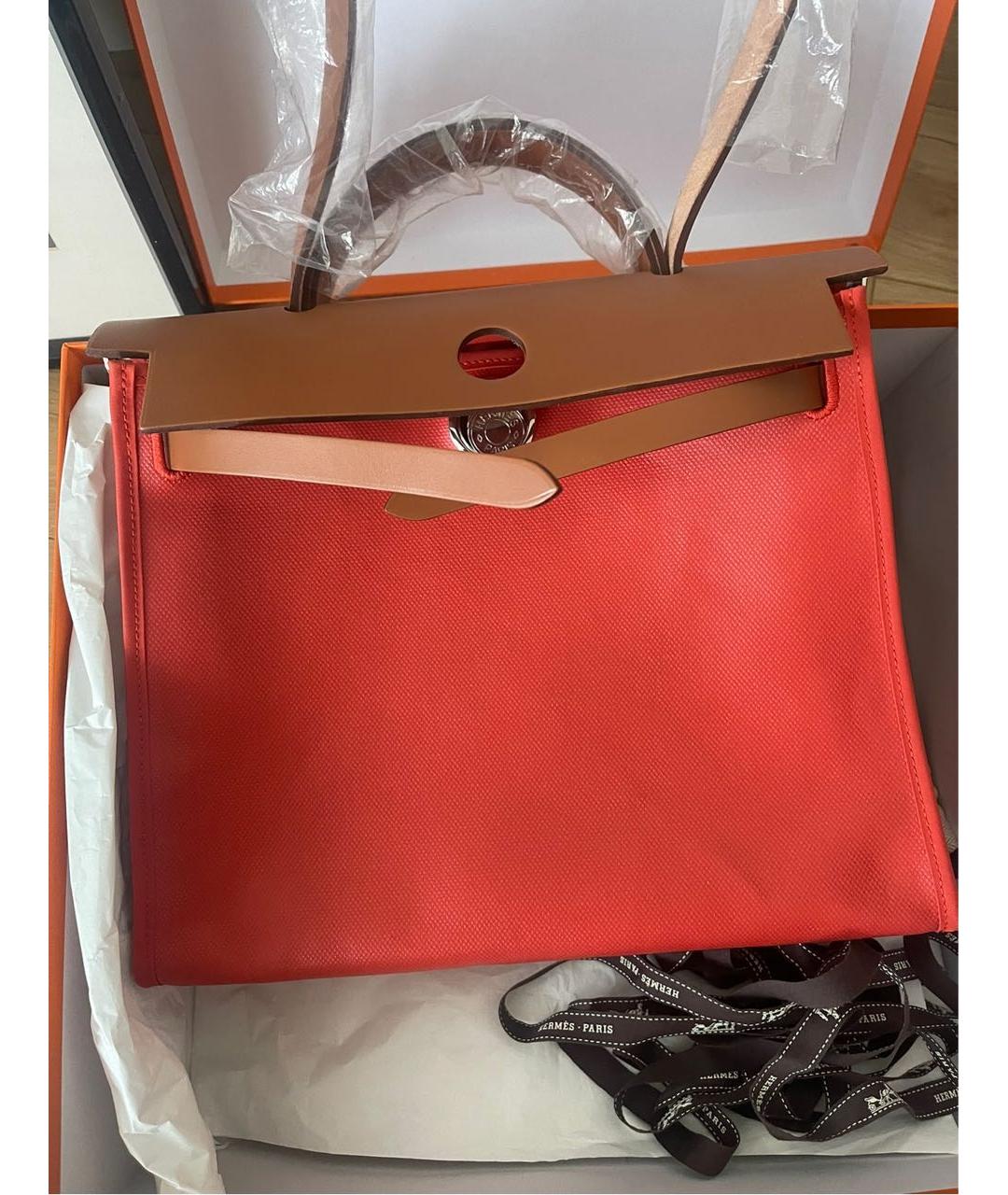 HERMES Красная тканевая сумка через плечо, фото 5