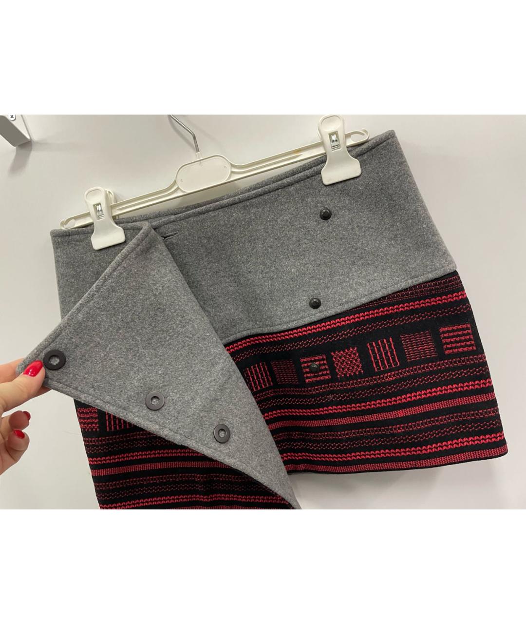 KENZO Серая шерстяная юбка мини, фото 8