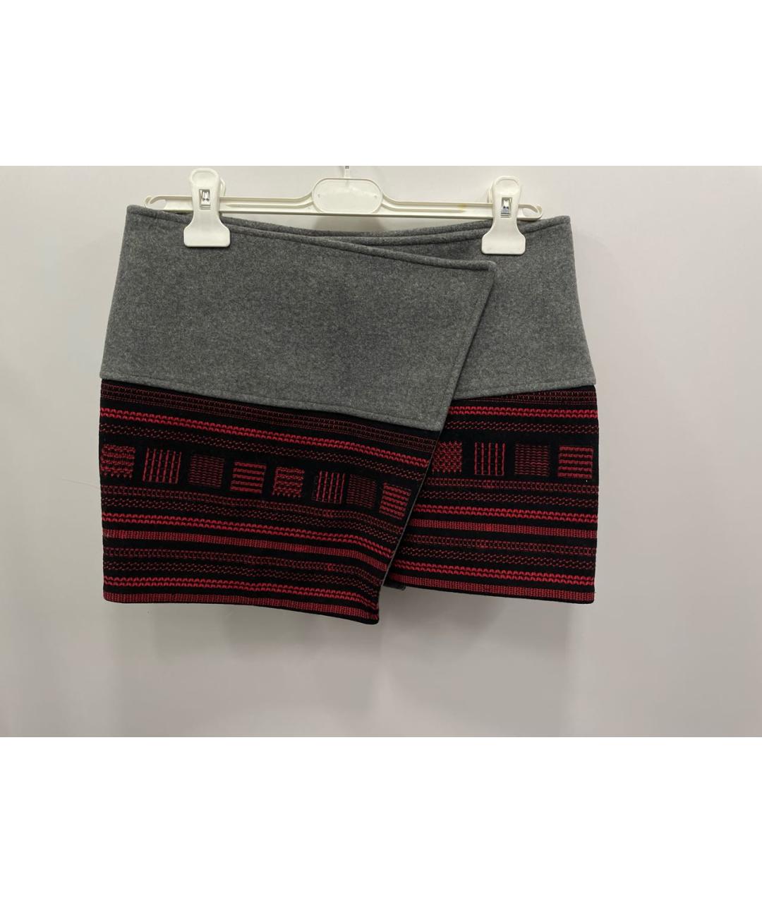KENZO Серая шерстяная юбка мини, фото 9