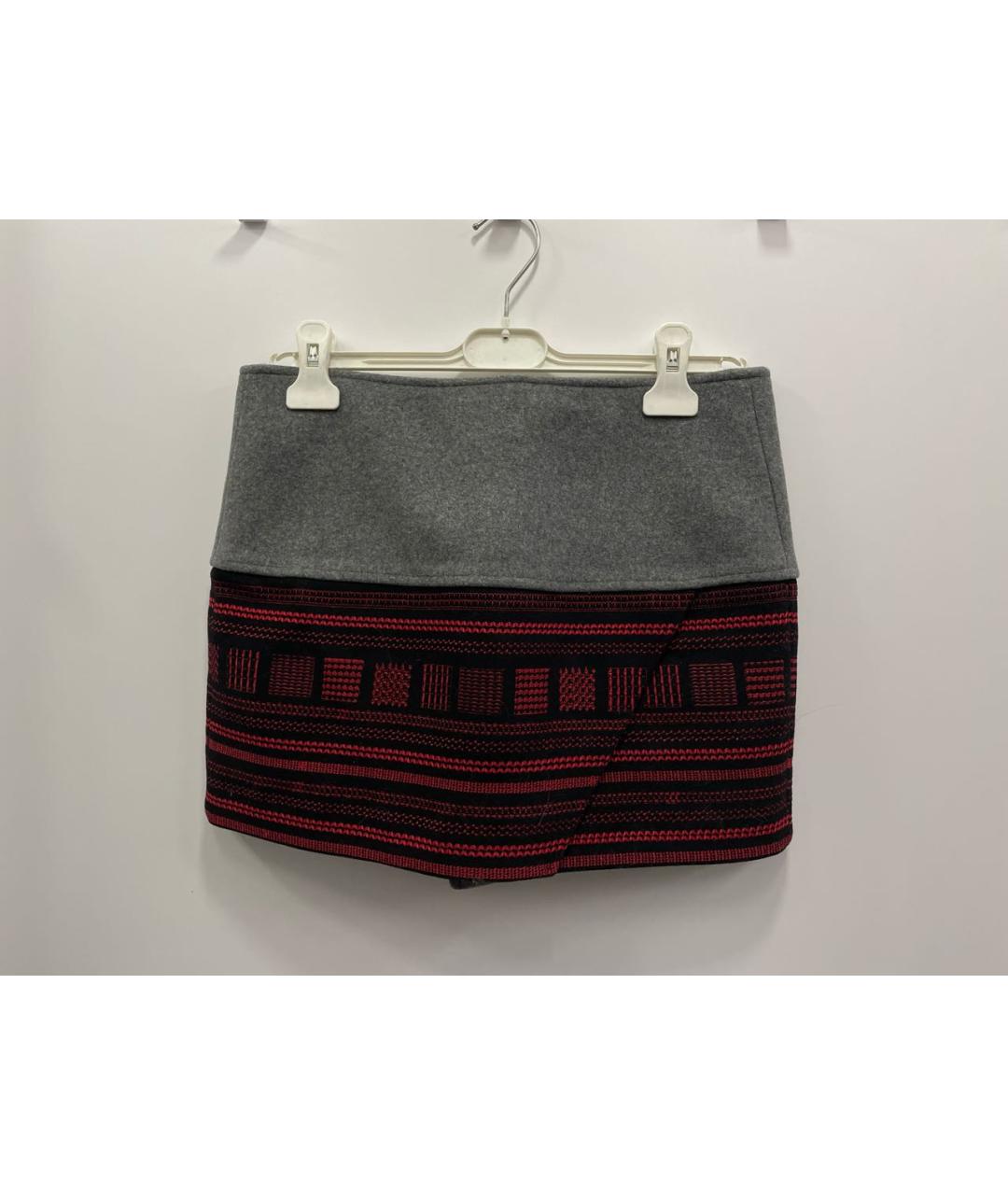 KENZO Серая шерстяная юбка мини, фото 2