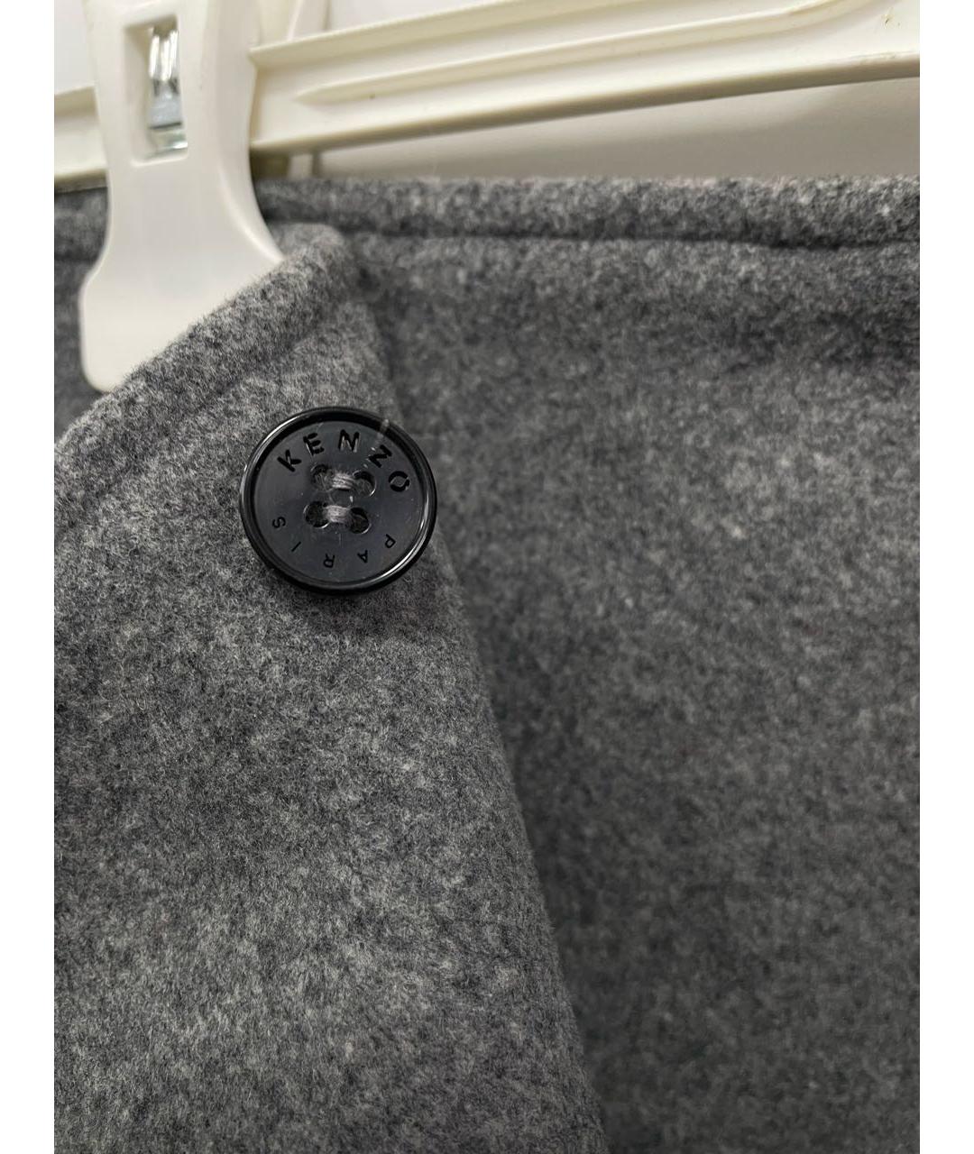 KENZO Серая шерстяная юбка мини, фото 4