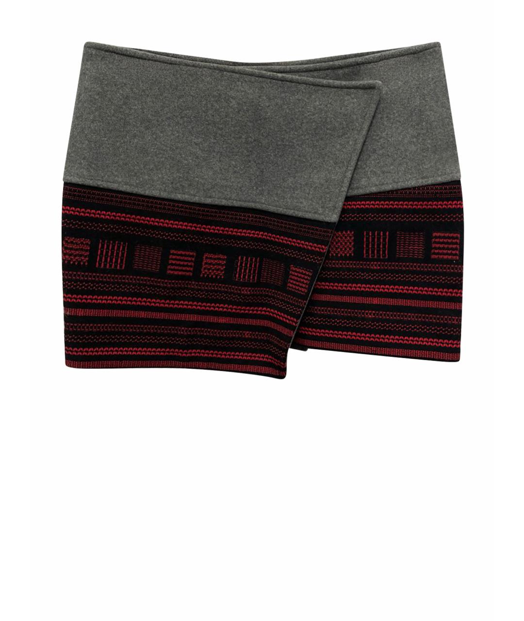 KENZO Серая шерстяная юбка мини, фото 1