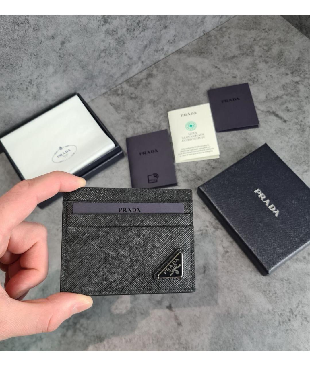 PRADA Черный кожаный кардхолдер, фото 3