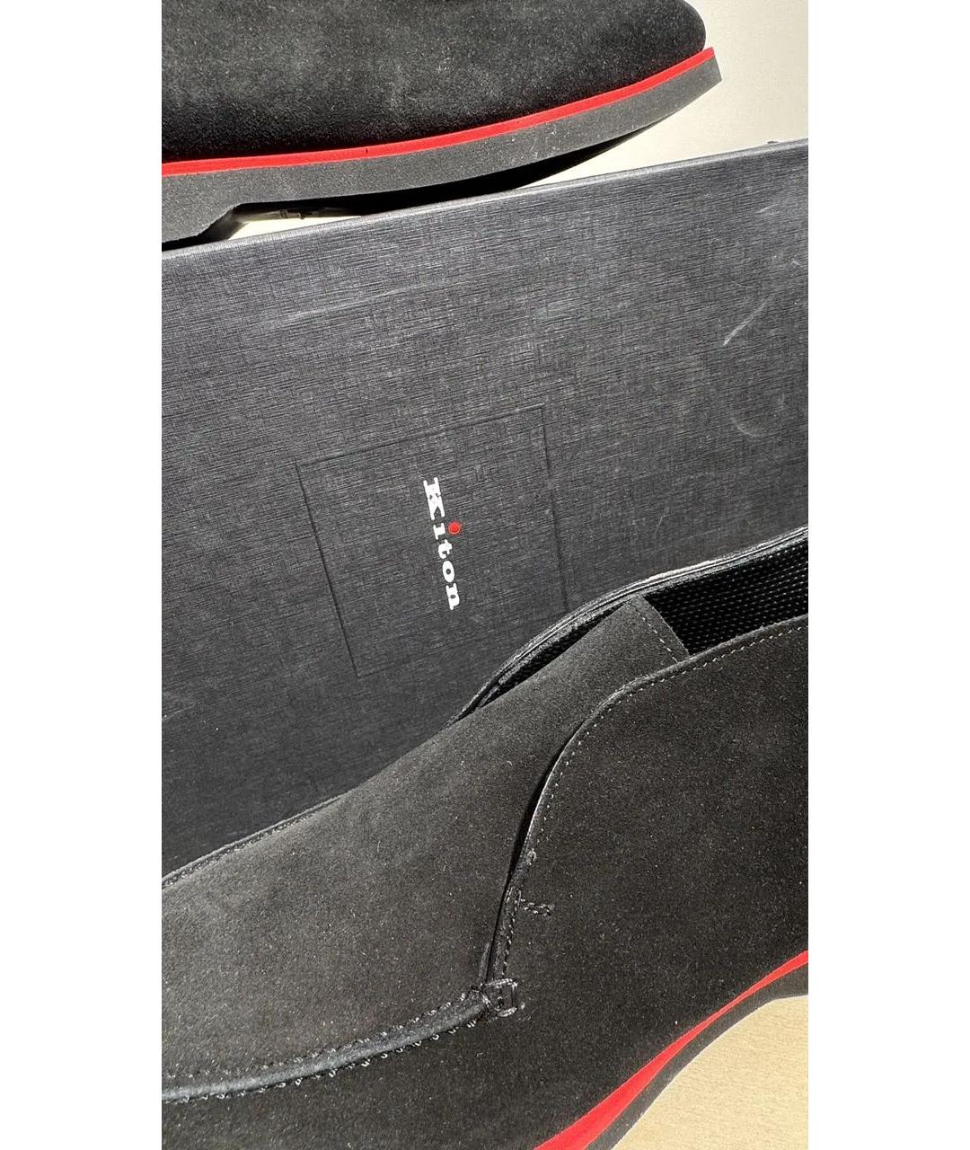 KITON Черные замшевые низкие ботинки, фото 3