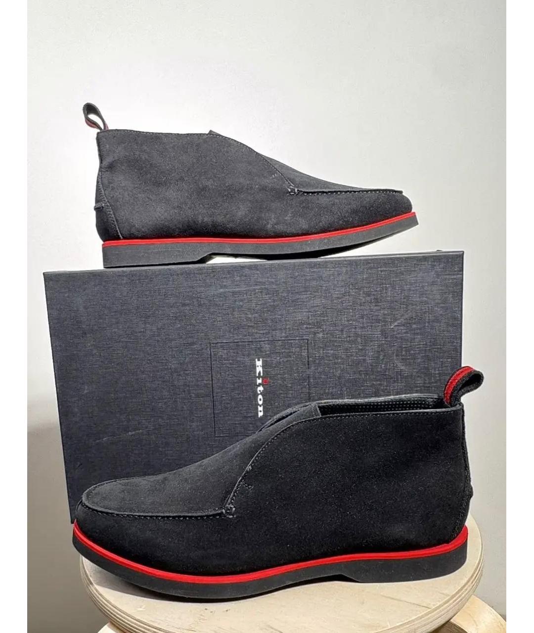 KITON Черные замшевые низкие ботинки, фото 2