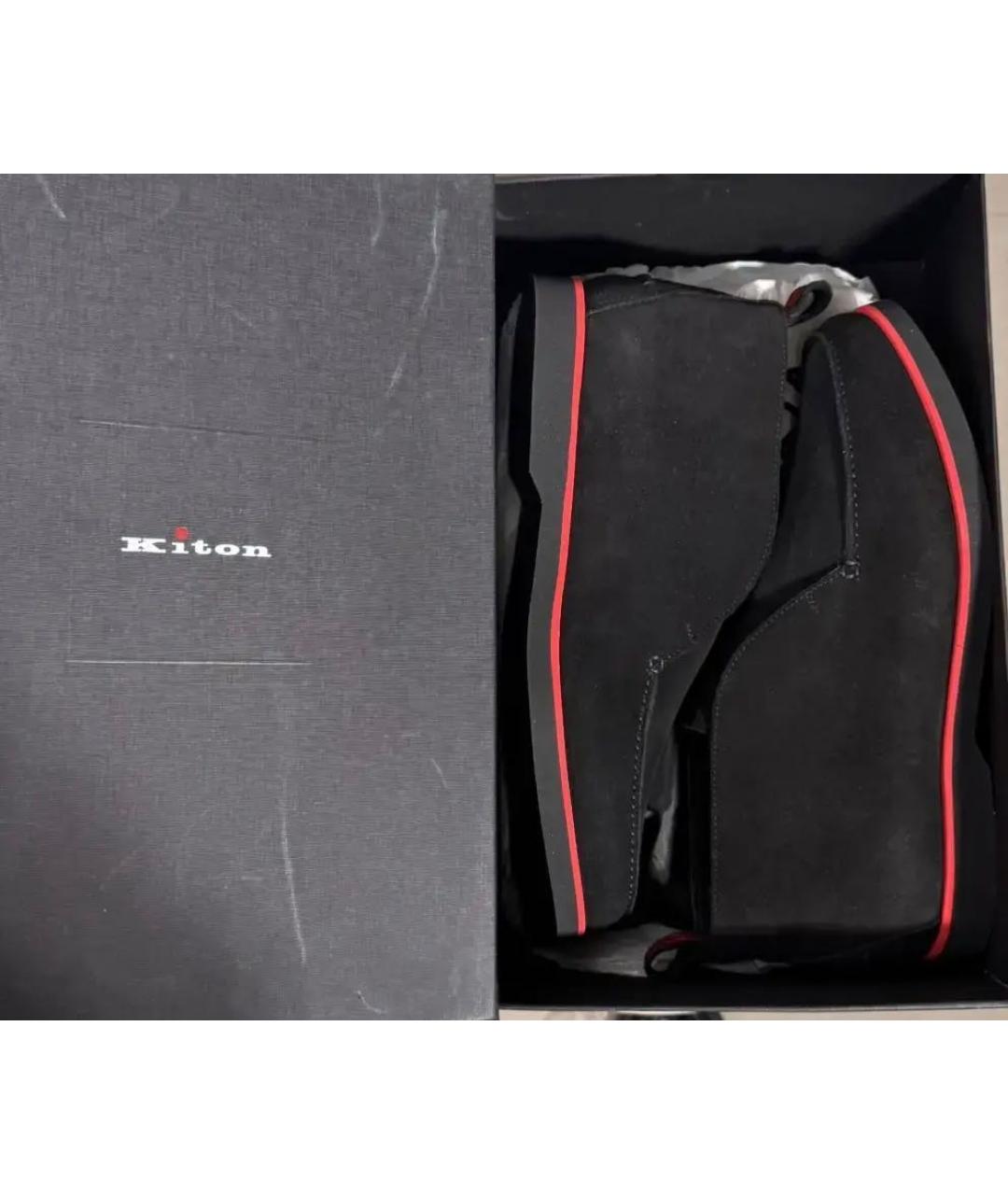 KITON Черные замшевые низкие ботинки, фото 4