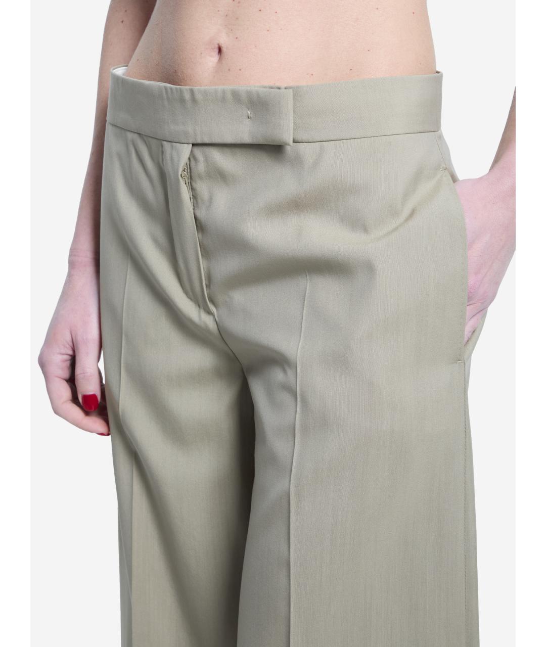 MAX MARA Бежевые шерстяные прямые брюки, фото 3