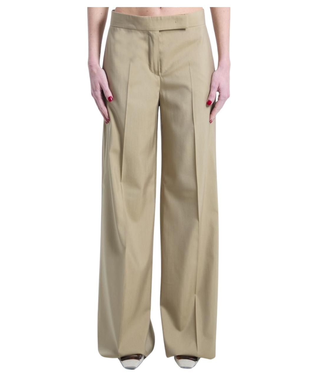 MAX MARA Бежевые шерстяные прямые брюки, фото 1