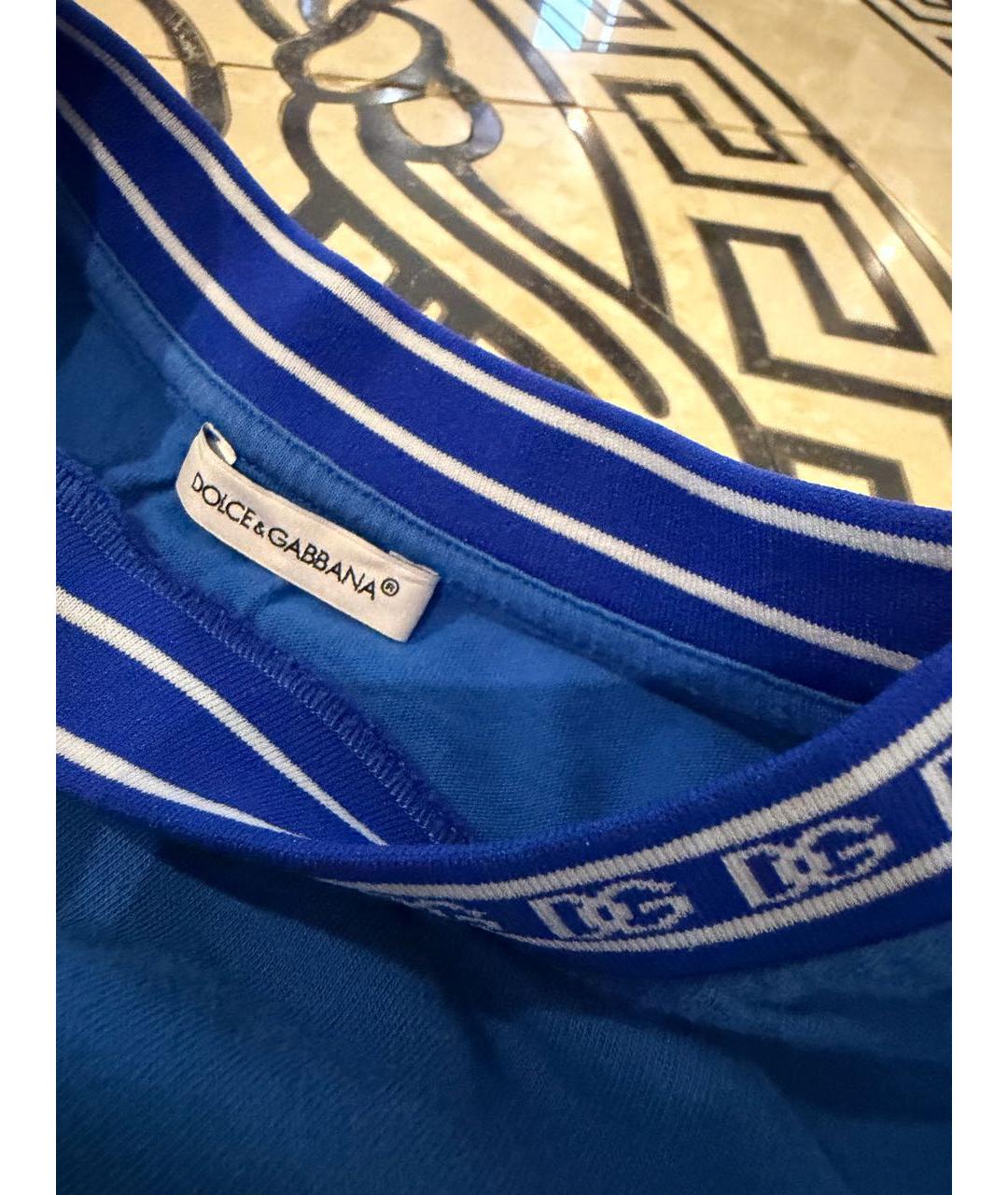 DOLCE&GABBANA Синяя хлопковая детская футболка, фото 3
