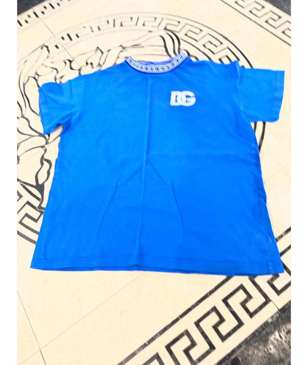 DOLCE&GABBANA Синяя хлопковая детская футболка, фото 4