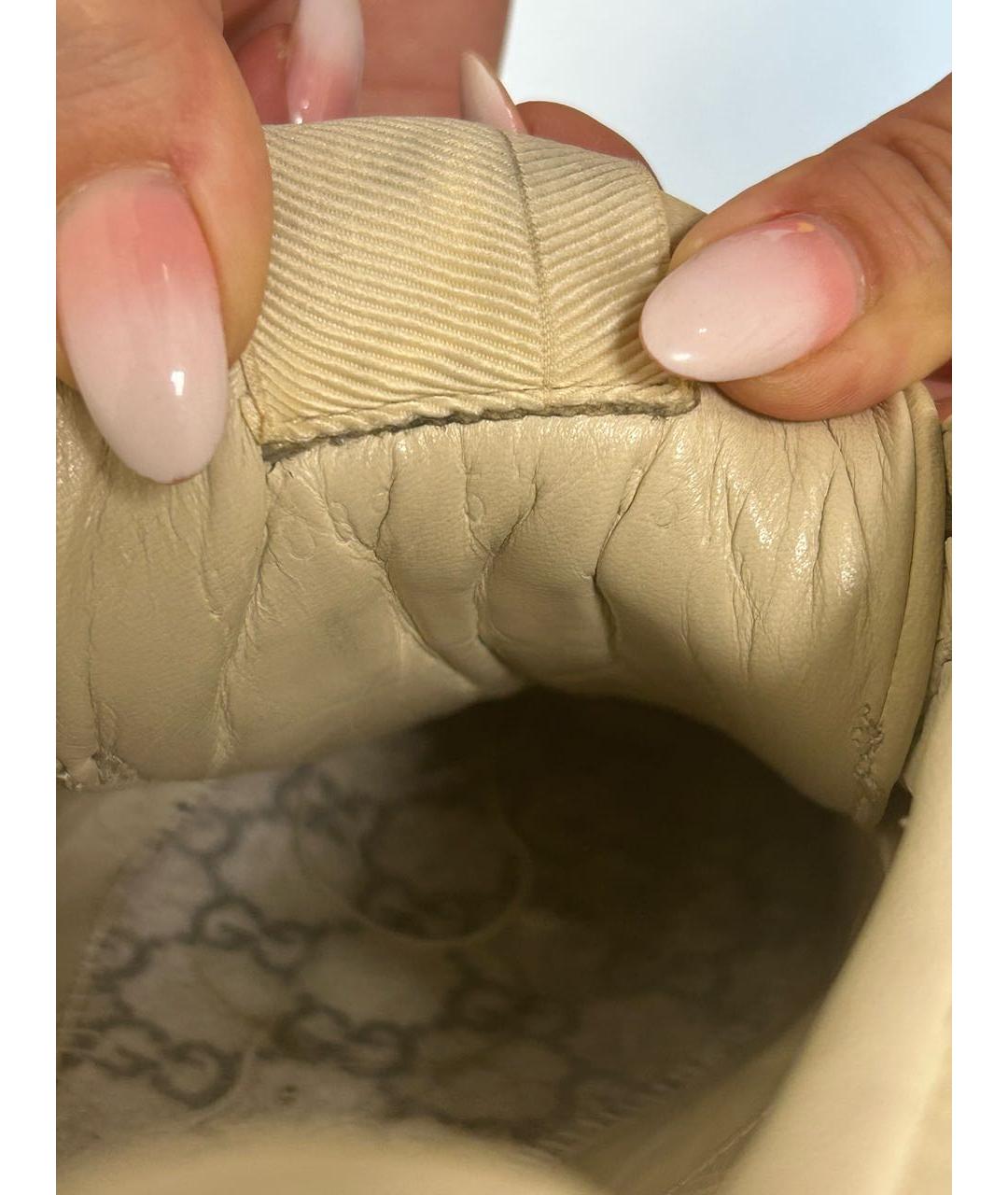 GUCCI Бежевые резиновые высокие кроссовки / кеды, фото 3