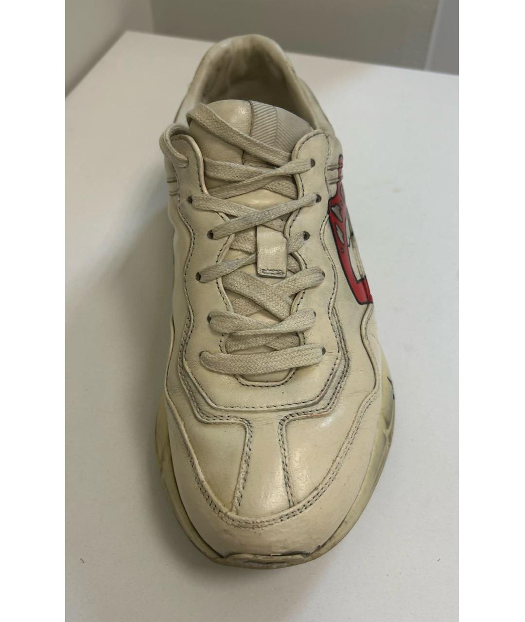 GUCCI Бежевые резиновые высокие кроссовки / кеды, фото 2