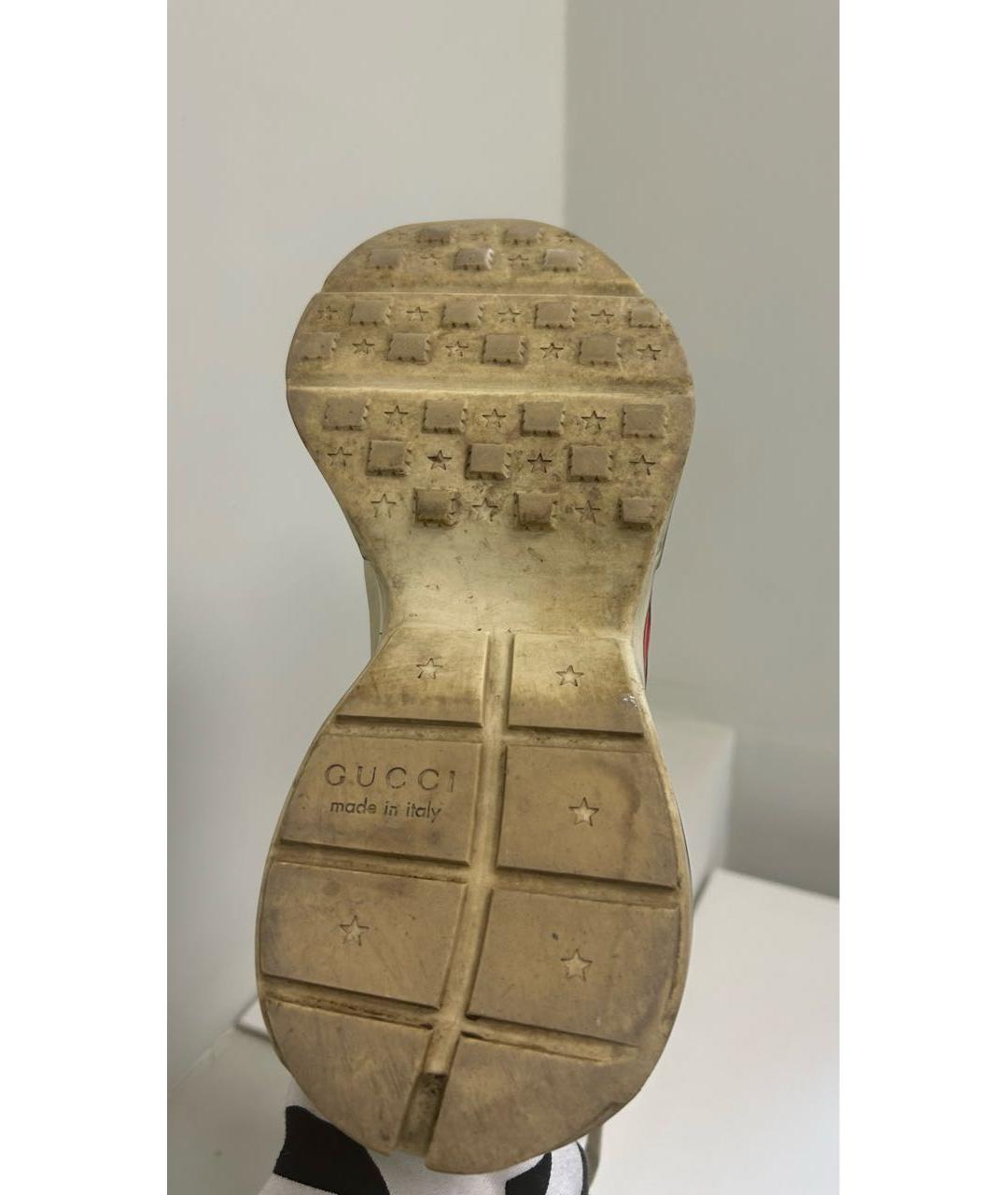 GUCCI Бежевые резиновые высокие кроссовки / кеды, фото 6