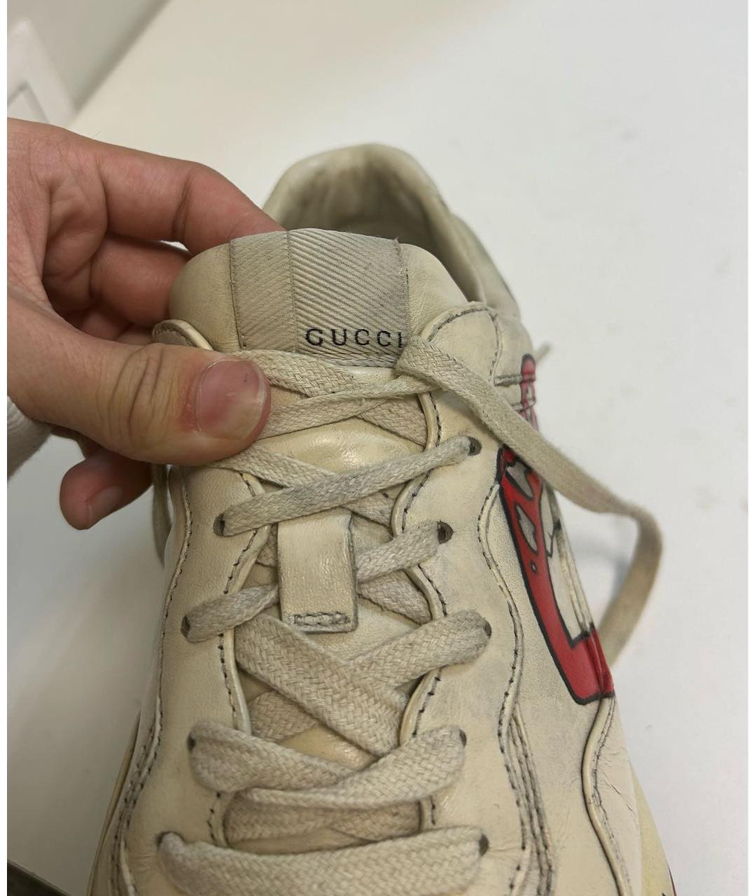 GUCCI Бежевые резиновые высокие кроссовки / кеды, фото 5