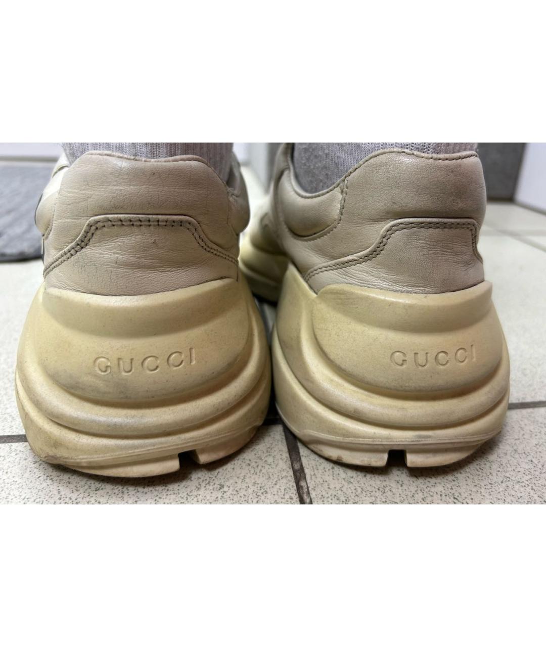 GUCCI Бежевые резиновые высокие кроссовки / кеды, фото 4