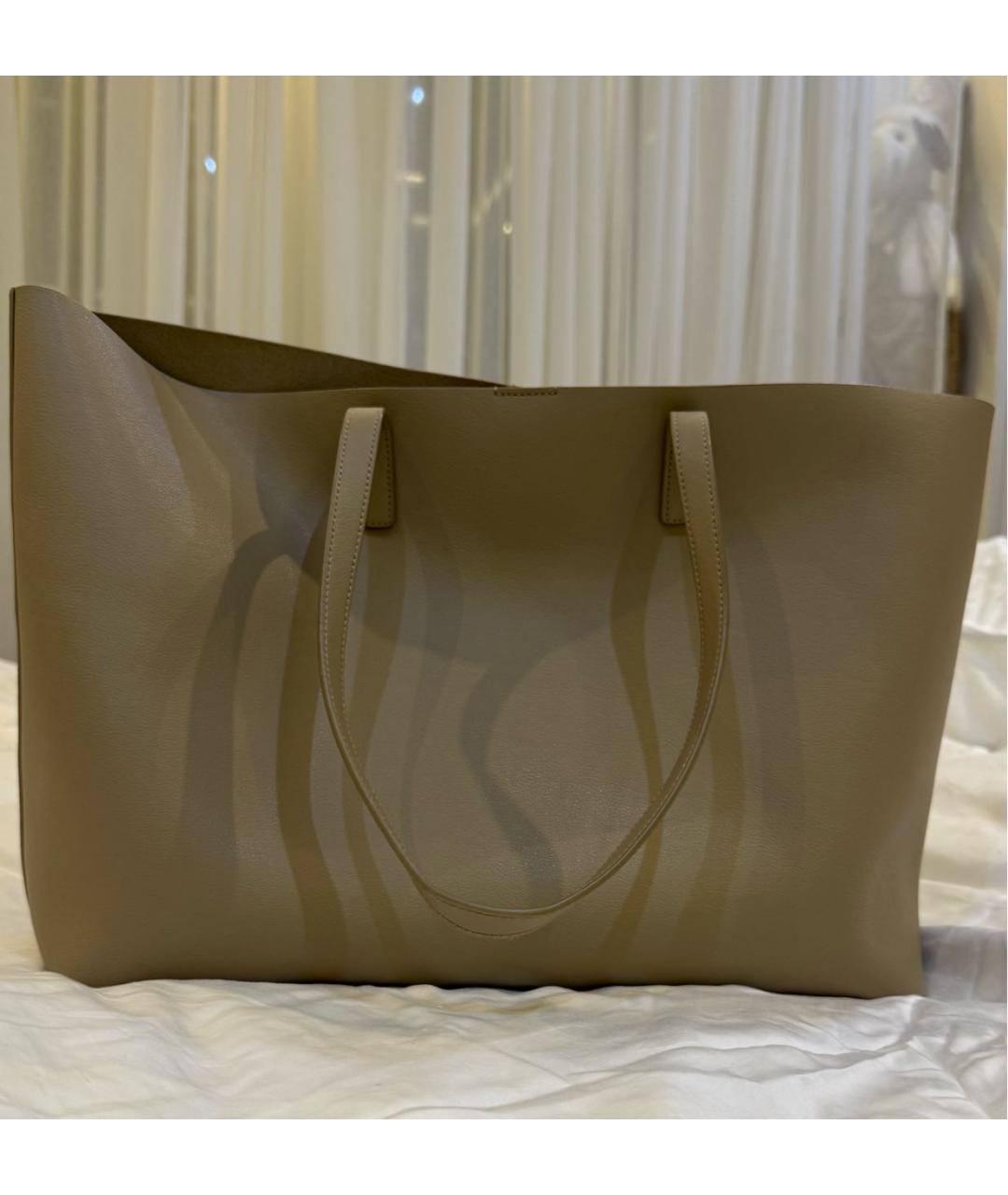 SAINT LAURENT Бежевая кожаная сумка тоут, фото 2