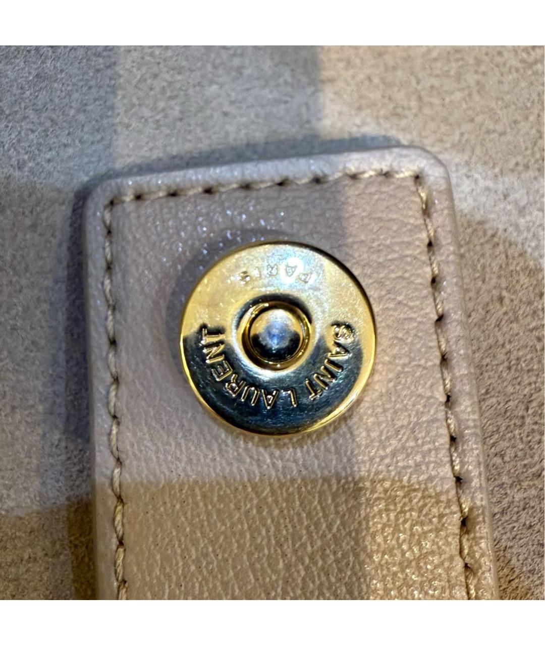 SAINT LAURENT Бежевая кожаная сумка тоут, фото 8