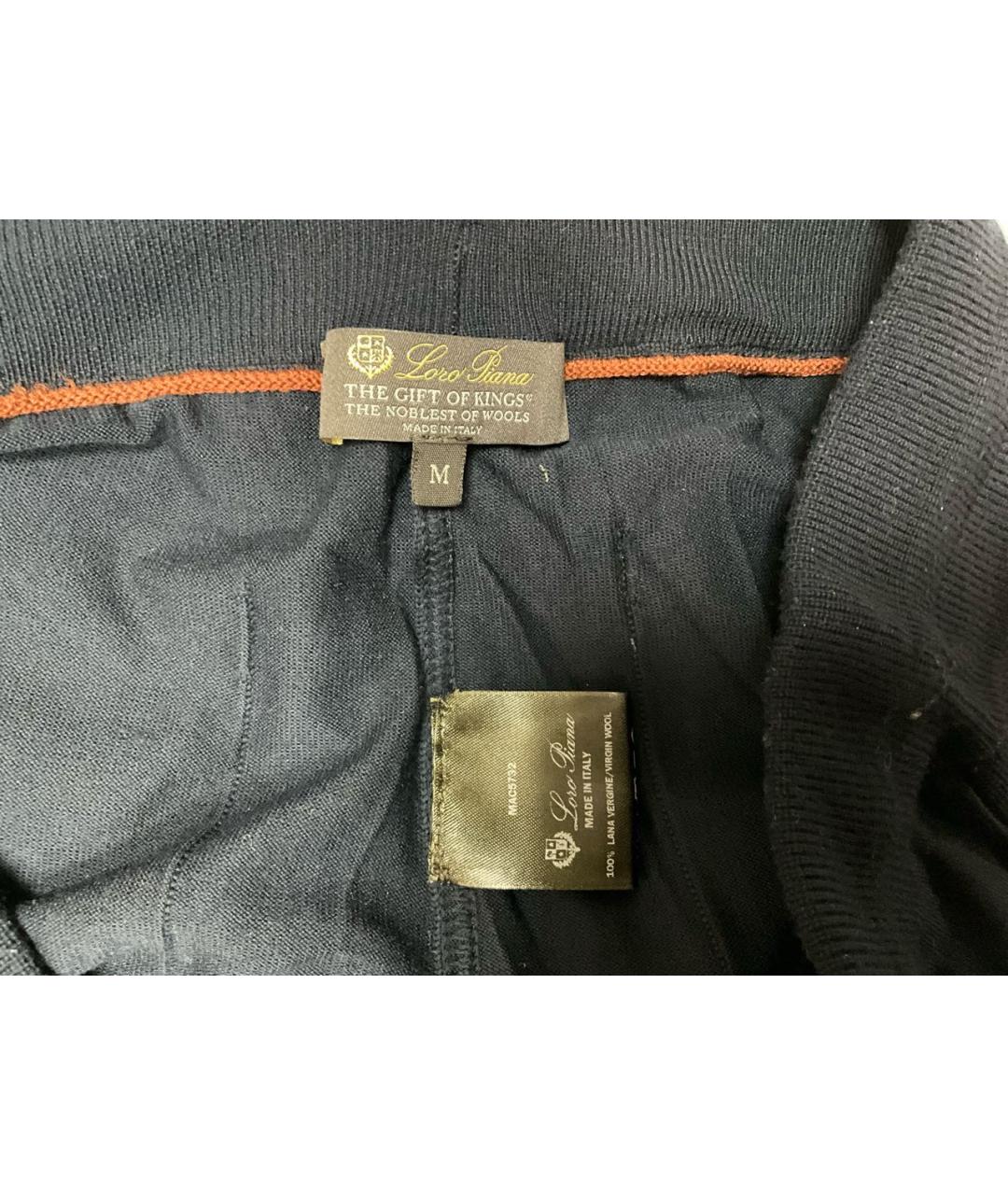 LORO PIANA Синие шерстяные повседневные брюки, фото 6