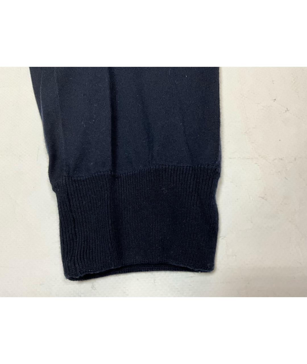 LORO PIANA Синие шерстяные повседневные брюки, фото 2