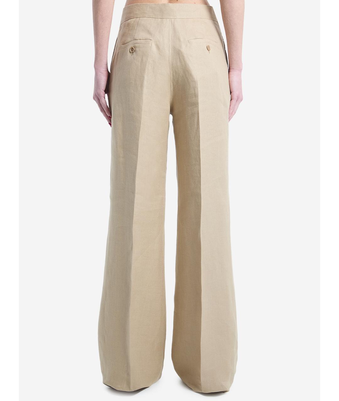 MAX MARA Бежевые льняные прямые брюки, фото 2