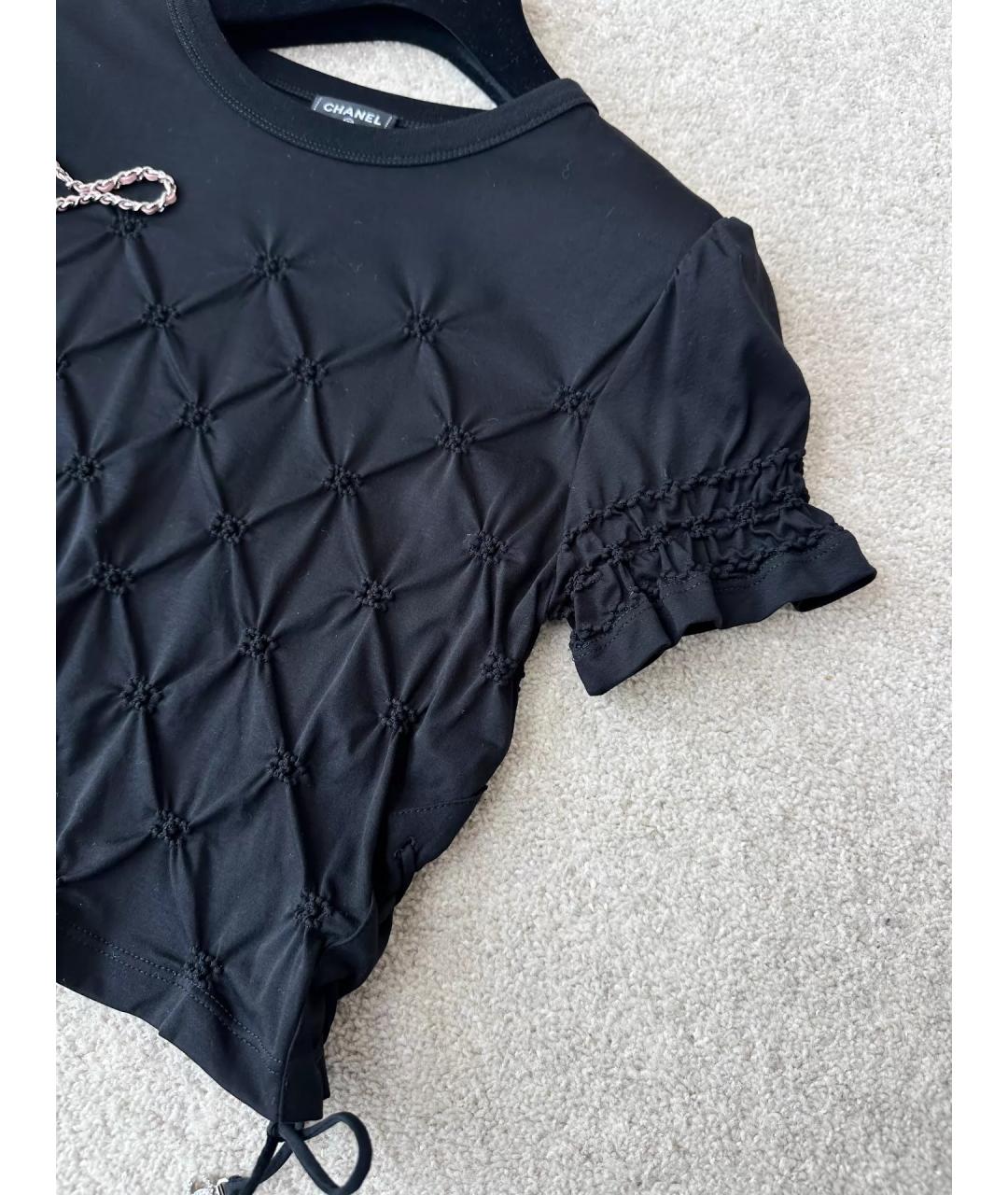 CHANEL Черная хлопковая футболка, фото 4