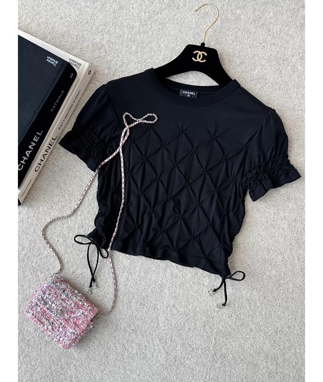 CHANEL Черная хлопковая футболка, фото 8