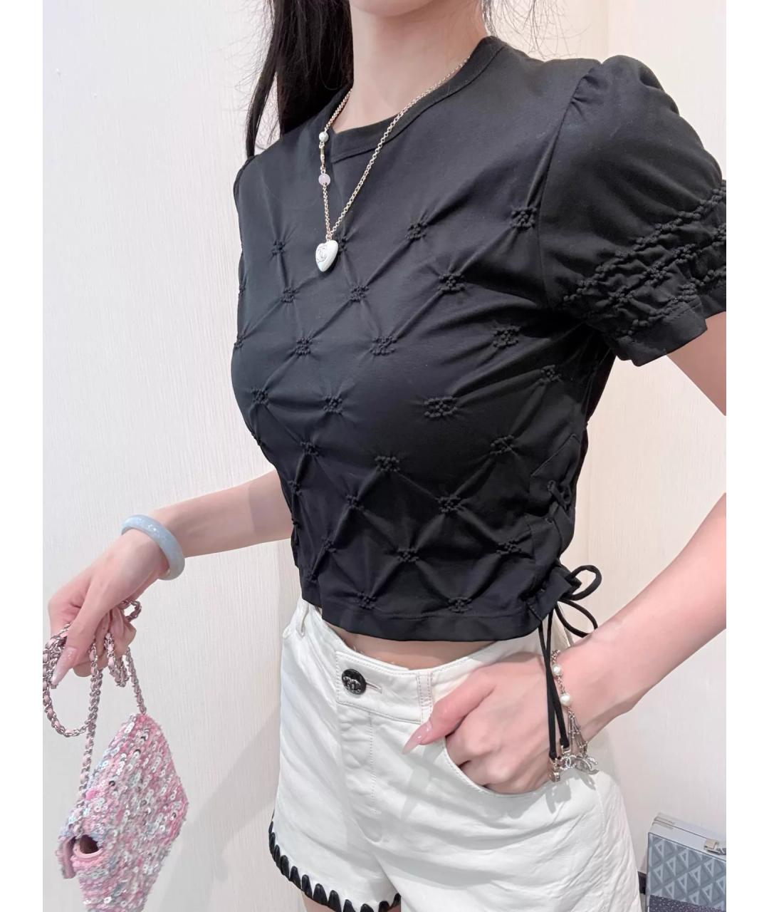 CHANEL Черная хлопковая футболка, фото 6