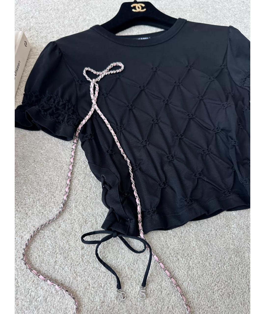 CHANEL Черная хлопковая футболка, фото 2