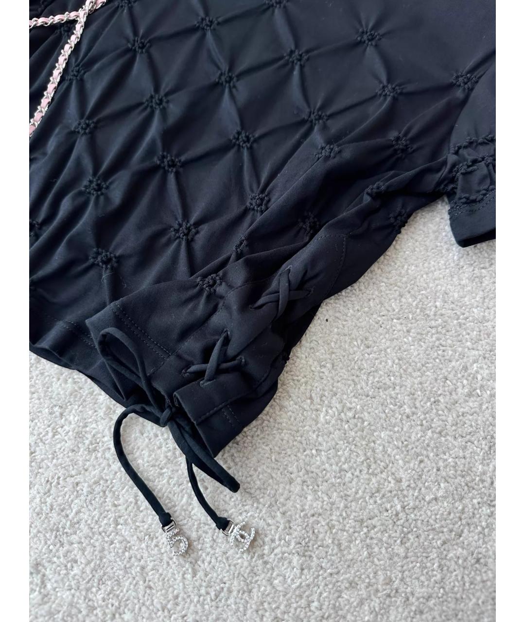 CHANEL Черная хлопковая футболка, фото 3