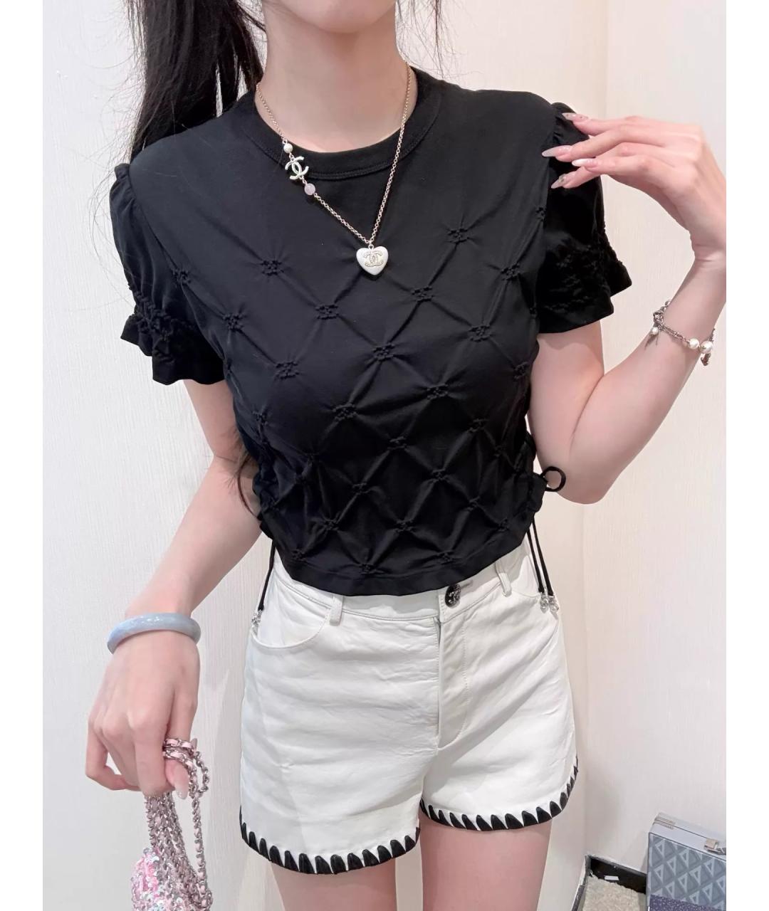 CHANEL Черная хлопковая футболка, фото 5