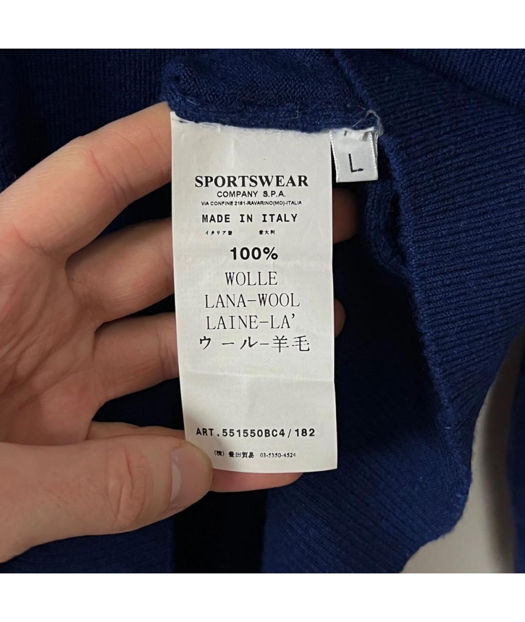 STONE ISLAND Темно-синий шерстяной джемпер / свитер, фото 5