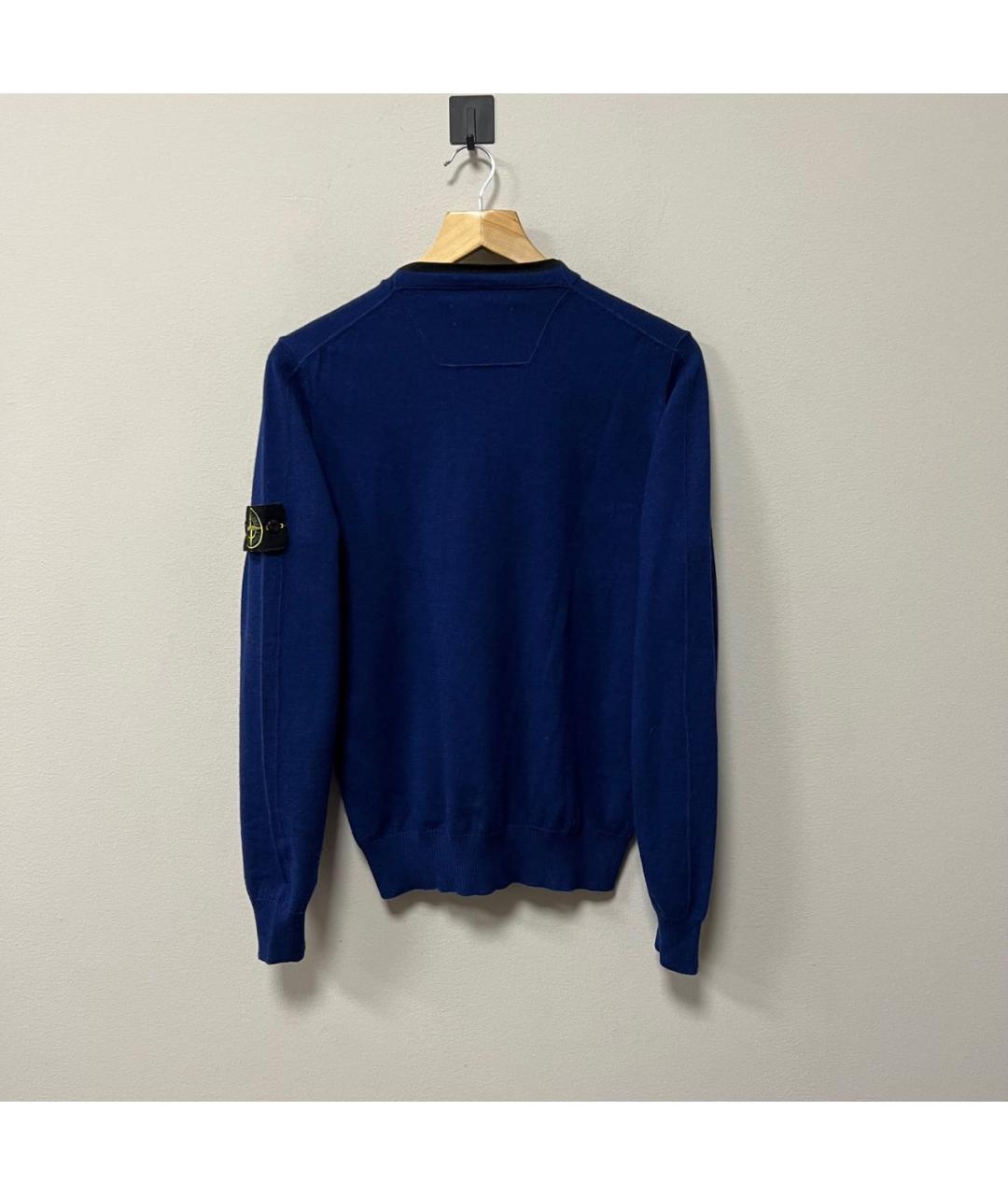 STONE ISLAND Темно-синий шерстяной джемпер / свитер, фото 3